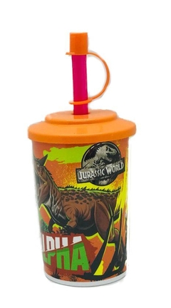 Vaso con tapa y sorbete de jurassic world - comprar online
