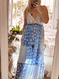 Vestido solera de India (VI 27-101) AZUL - tienda online