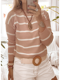 Sweater Kansas rosa y natural - Oliwa Clothes