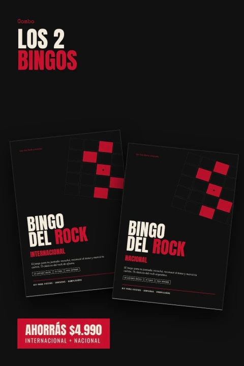 Combo 2 Bingos del Rock: Internacional + Nacional