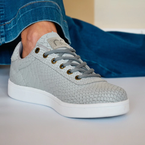 Zapatillas Mujer Moda Cuero Anaconda art 3060 Gris