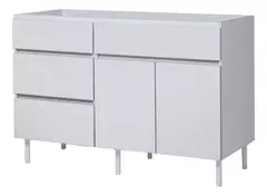 Bajo Mesada 120 cm Livorno Blanco + Mesada Marmol Sintetico Durafort - Pignataro Diseño & Construccion
