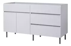 Imagen de Bajo Mesada 140 cm Livorno Blanco + Mesada Marmol Sintetico Durafort