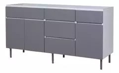 Combo Bajo 160 cm Livorno Gris + Alacena + Mesada Marmol Sintetico - tienda online