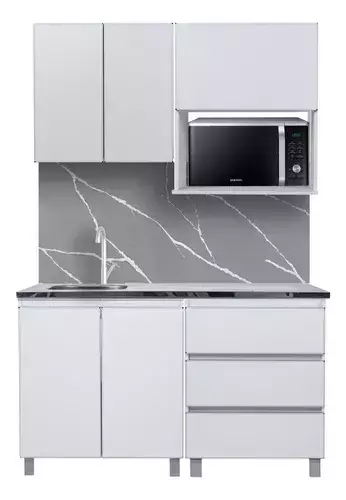 Combo Bajo Mesada 120 cm + Alacena Con Porta Microondas Potenza - Pignataro Diseño & Construccion
