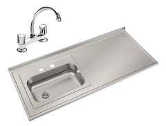 Mesada Johnson Acero 140x61 Bacha Simple + Griferia Peirano Bicomando en internet