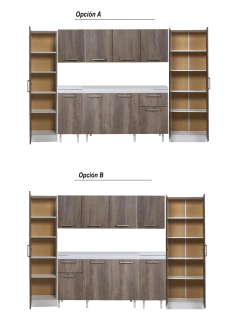 Bajo Mesada 160 + Alacena + Despensero 1p + Tolva 2p Turin - tienda online