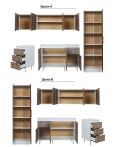 Bajo Mesada 160 C/ Cajonera + Alacena + Tolva 2 puertas Turin - Pignataro Diseño & Construccion