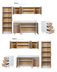 Bajo Mesada 160 C/ Cajonera + Alacena + Tolva 2 puertas Turin - comprar online