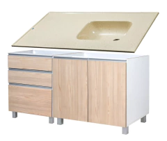 Cocina Bajo 160 Cm Potenza + Mesada Marmol Sintetic Durafort - Pignataro Diseño & Construccion