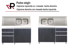 Cocina Bajo 160 Cm Potenza + Mesada Marmol Sintetic Durafort - comprar online