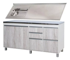 Combo Bajo mesada 160 Ricchezze Sorrento + Mesada Johnson Bacha Simple acero inoxidable