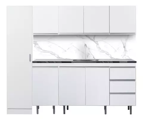 Bajo Mesada 180 Cm Arco Blanco Perfil J + Alacena + Tolva 1p - comprar online