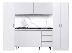 Bajo Mesada 140 CM Arco Blanco + Alacena + Despensero 1p Y 2p