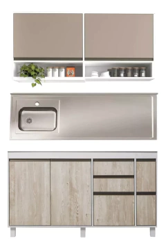 Combo Bajo 140 Alacena Ricchezze Sorrento + Mesada Johnson