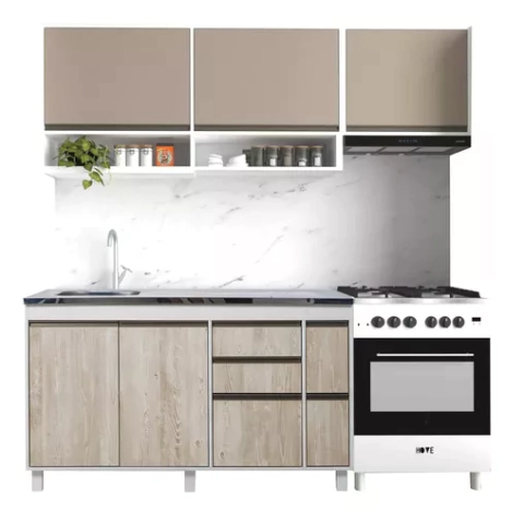 Combo Alacena + Bajo Mesada 140 + Sobrepurificador Sorrento