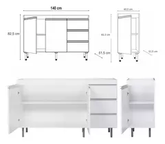 Bajo Mesada Cocina Arco Blanco 180 Cm Perfil J Aluminio - Pignataro Diseño & Construccion