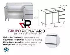 Bajo Mesada 120 Cm Arco Blanco Perfil J + Alacena + Tolva 1p o de 2p - Pignataro Diseño & Construccion