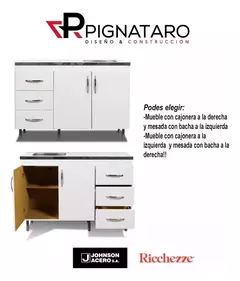 Bajo Ricchezze 120 Cm + Alacena + Mesada Johnson + Tolva 2 P - comprar online