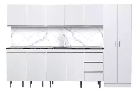 Bajo Mesada 200 Cm Arco Blanco Perfil J + Alacena + Tolva 2p - comprar online