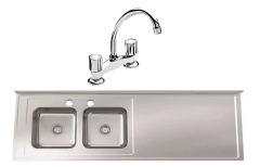 Mesada Johnson Acero 200x61 Bacha Doble + Griferia Peirano Bicomando en internet