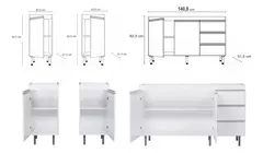 Imagen de Bajo Mesada Arco Blanco 220 Cm + Alacena Perfil J Aluminio