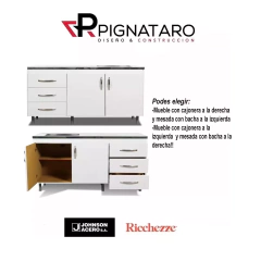 Bajo Mesada Ricchezze 140 + Mesada Johnson Acero + Tolva 2p - tienda online