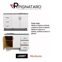 Bajo Mesada Ricchezze 120 + Mesada Johnson Acero + Tolva 2p - comprar online
