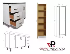 Bajo Mesada 160 Cm + Alacena + Despensero 1p + Multiuso 2p - tienda online