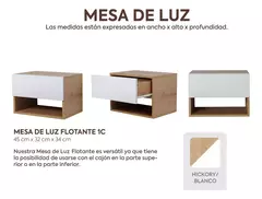 Mesa De Luz Flotante Murano Moderna Ricchezze Hickory Blanco - tienda online