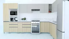Imagen de Alacena Potenza Gris 200 Cm Con Porta Microondas C/ Piston