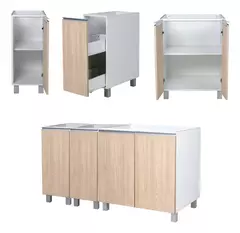 Mueble Bajo Mesada 130 Cm 2p + Especiero Y Cajonera Potenza - tienda online