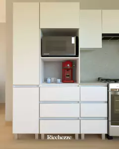 Combo Bajo Mesada 160 + Alacena + Portahorno Potenza Blanco