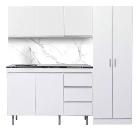 Bajo Mesada 120 Cm Arco Blanco Perfil J + Alacena + Tolva 1p o de 2p - comprar online