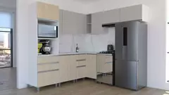 Alacena Potenza Gris 200 Cm Con Porta Microondas C/ Piston