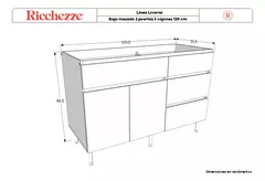 Bajo Mesada 120 cm Livorno Blanco + Mesada Marmol Sintetico Durafort
