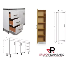 Combo Bajo 160 + Alacena + Mesada + Despensero 1 P Ricchezze - tienda online