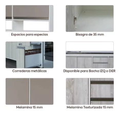 Combo Cocina Completo Sorrento 2,5 M + Mesada Johnson Acero - tienda online