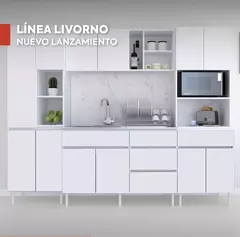 Combo Bajo 160 Cm Livorno Blanco + Mesada Marmol Sinterico - comprar online