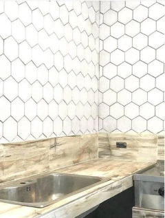 Ceramico Acuarela Hexágonal Blanco Mate 20x23