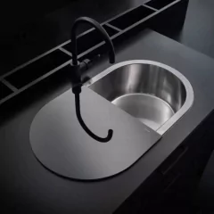 Bacha Curve + Tabla Negra Madera Compacta Johnson Acero