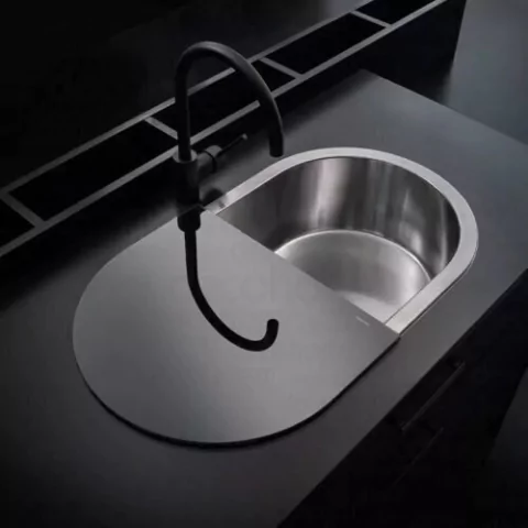 Bacha Curve + Tabla Negra Madera Compacta Johnson Acero