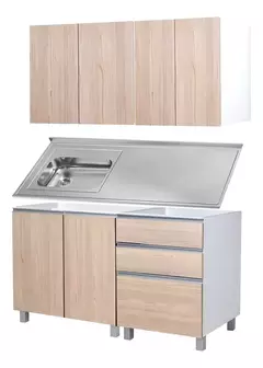 Combo Bajo MESADA 140 CM + Alacena Potenza + Mesada Johnson Acero - tienda online
