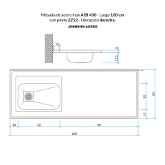 Imagen de Mueble Bajo Ricchezze Potenza 160 + Alacen + Mesada Johnson