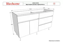 Combo Bajo mesada 140 cm Livorno Blanco + Alacena + Mesada Marmol Sintetico - comprar online