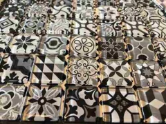 Malla Venecita Decorada Acuarela Santorini Negro 30x30 - comprar online