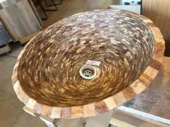 Bacha Artesanal Rustica Piedra Roma Lunar Multicolor Apoyo en internet