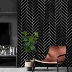 Cerámica Finlandia Preto Satin Acuarela Azulejo 5x20 Negro x caja en internet