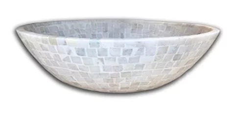 Bacha Artesanal Rustica Piedra Roma Carrara Apoyo Gris