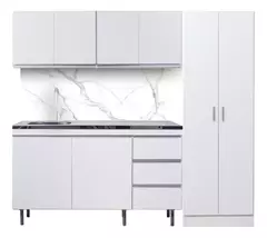 Bajo Mesada 140 Cm Arco Blanco Perfil J + Alacena + Tolva 1p o de 2p